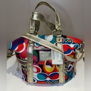 Coach Poppy C Spotlight 2 Way Tote with Gold MetalicTrim 2009 13830